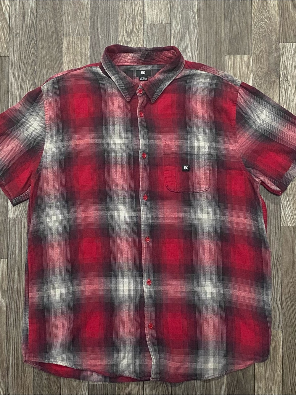 Y2k DC 🔥Red Plaid Skater Flannel With Cut Sleeves